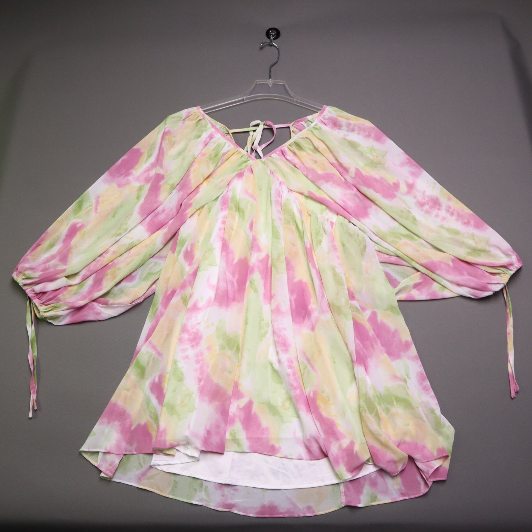 Before You Collection Watercolor Tie Dye Mini Dress Small Pink Yellow Green NWT