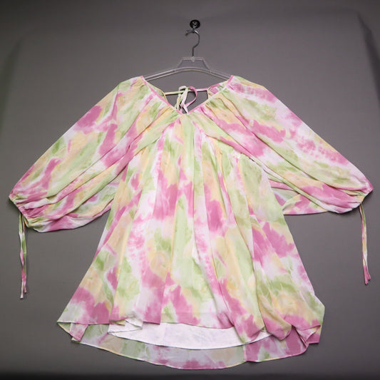 Before You Collection Watercolor Tie Dye Mini Dress Small Pink Yellow Green NWT