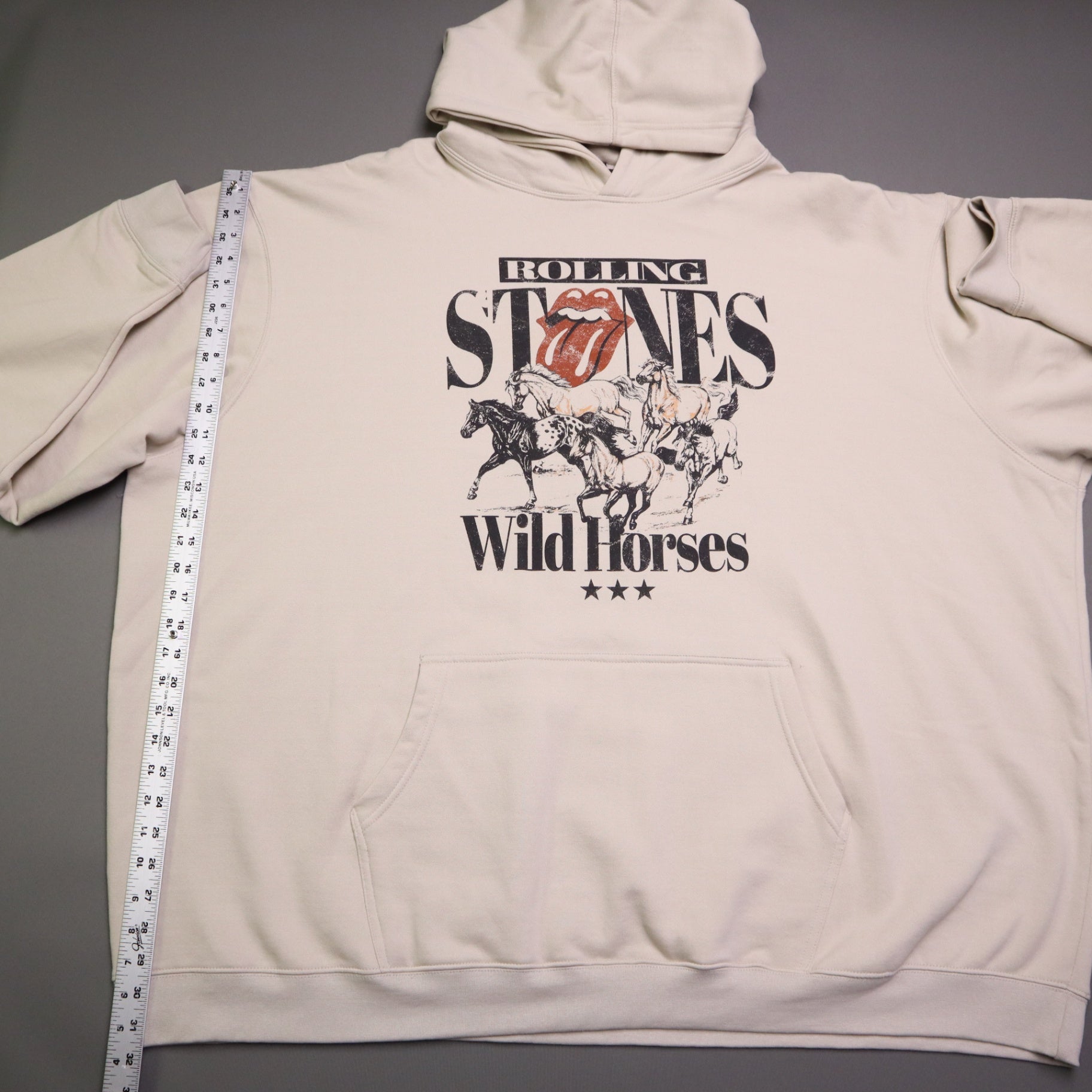 The Rolling Stones Wild Horses Beige Hoodie Sweatshirt 5XL Oversized Beige Cream