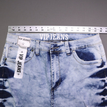 VIP Jeans Women High Rise Distressed Acid Wash Side Tie Dye Skinny Jeans 15/32 NWT
