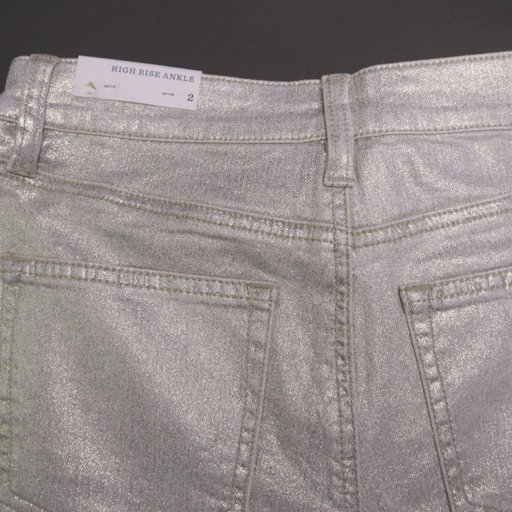 NWT Tommy Bahama Womens 2 Metallic Gold High Rise Ankle Denim Jeans Pants $158