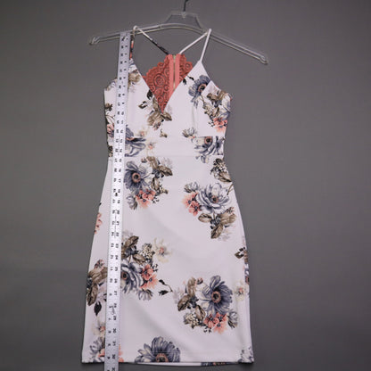Windsor Womens Small NWT Ivory Floral Lace Back Cutout Bodycon Dress Bodycon Mini