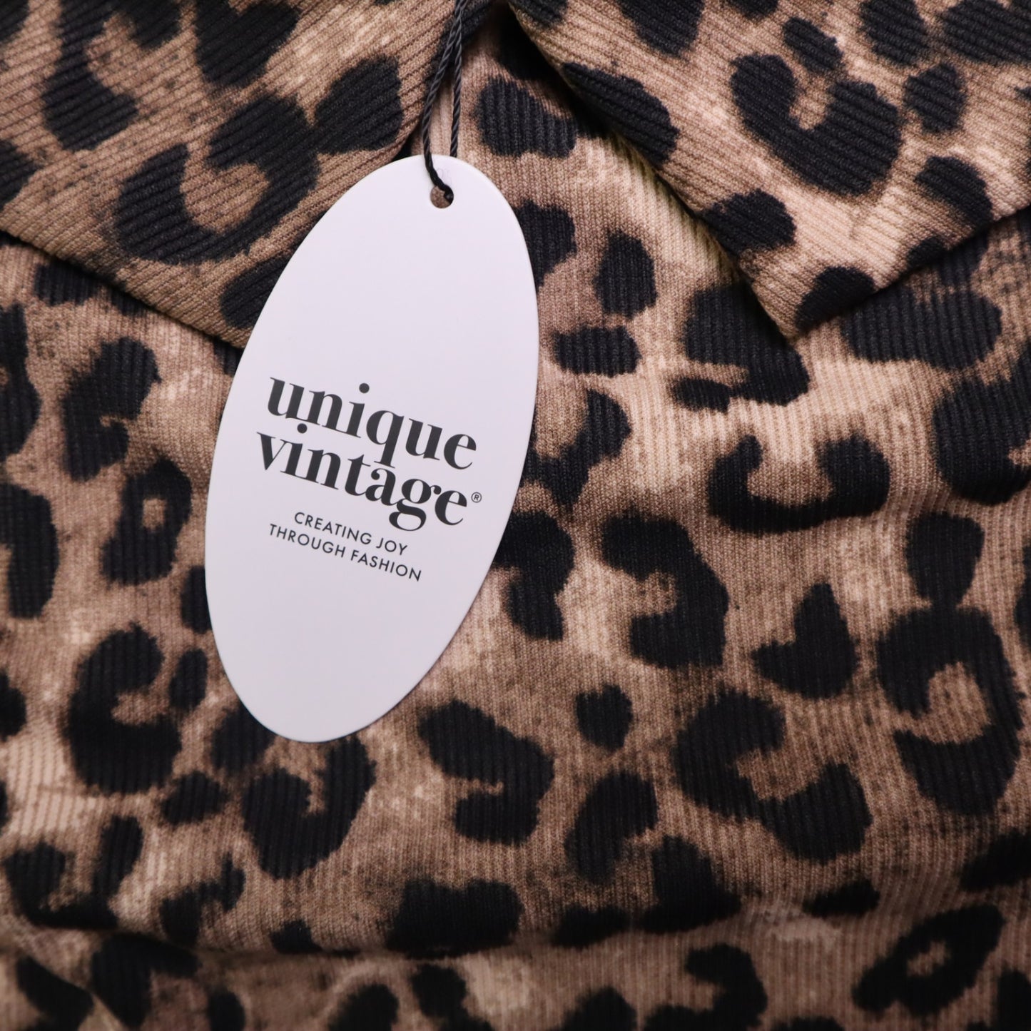 NWT Unique Vintage Womens XS Leopard Print Off Shoulder Foldover Collar Knit Top