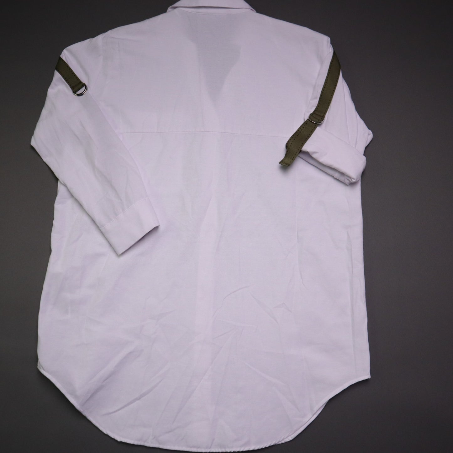Zara Womens Small White Military Stripe Roll Tab Sleeve Oversized Tunic Shirt S