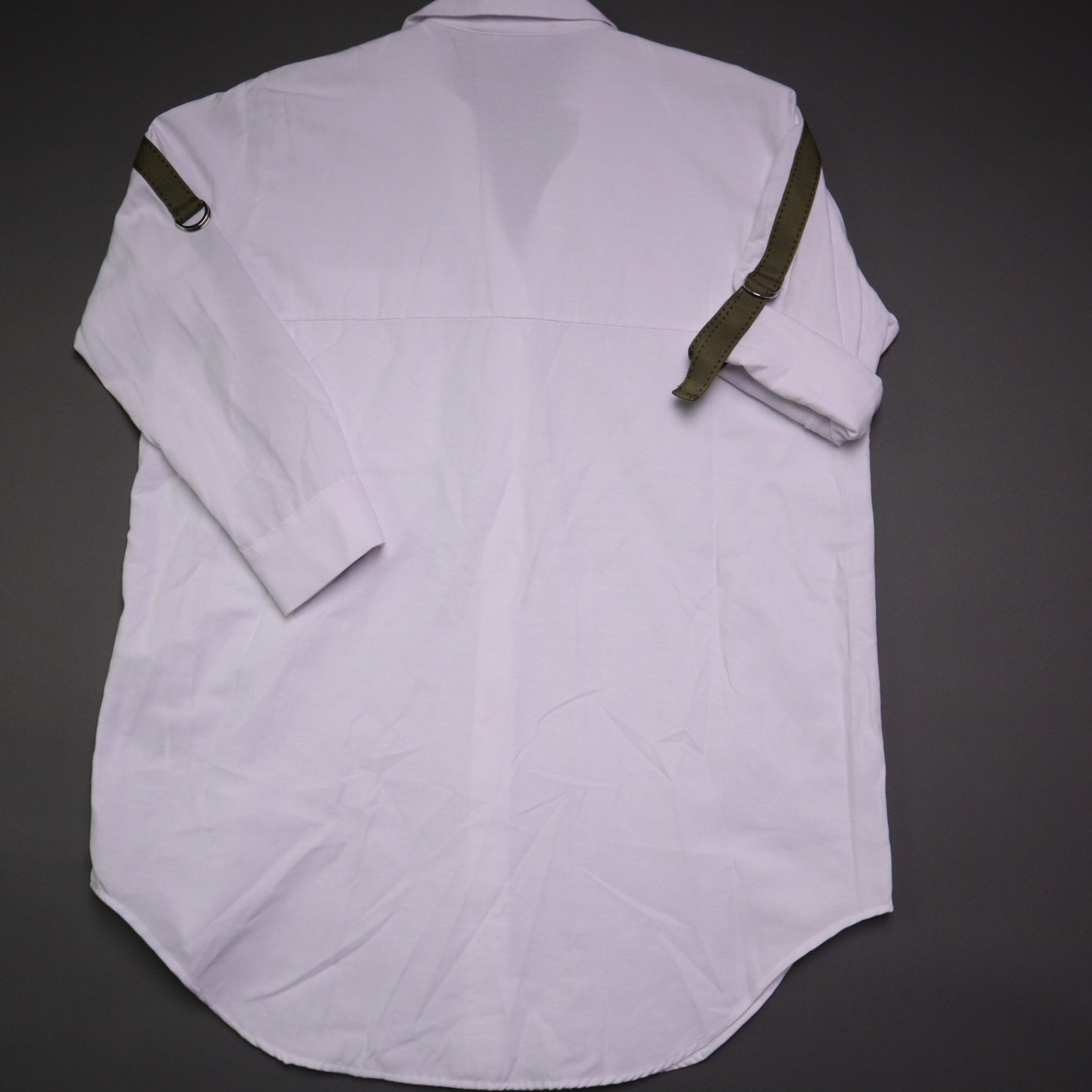 Zara Womens Small White Military Stripe Roll Tab Sleeve Oversized Tunic Shirt S