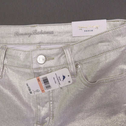 NWT Tommy Bahama Womens 2 Metallic Gold High Rise Ankle Denim Jeans Pants $158