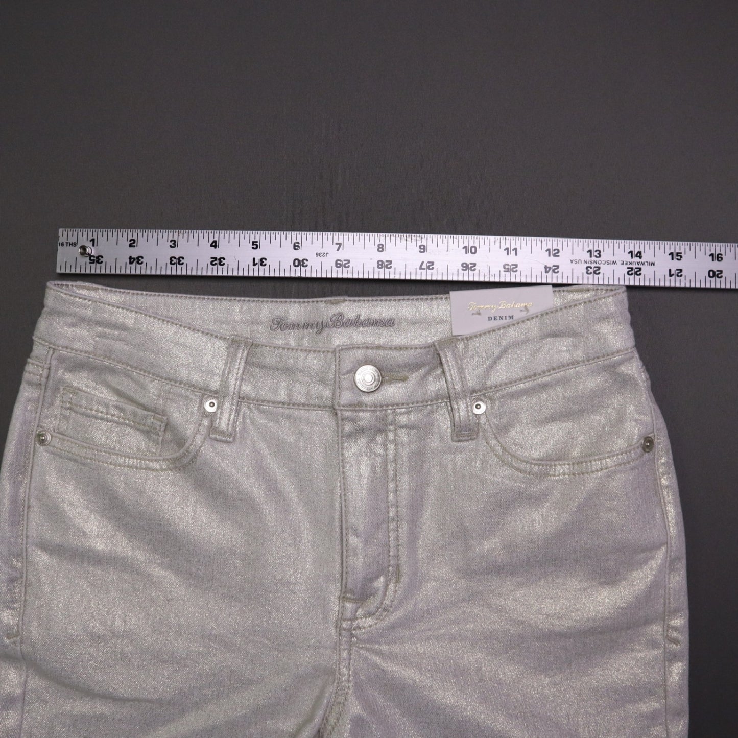 NWT Tommy Bahama Womens 2 Metallic Gold High Rise Ankle Denim Jeans Pants $158