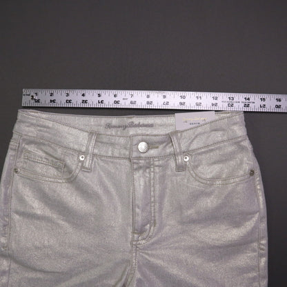 NWT Tommy Bahama Womens 2 Metallic Gold High Rise Ankle Denim Jeans Pants $158