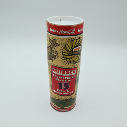 2003 Outback Steakhouse 15th Anniversary Coca Cola Bottle Tube Canister Hangtag