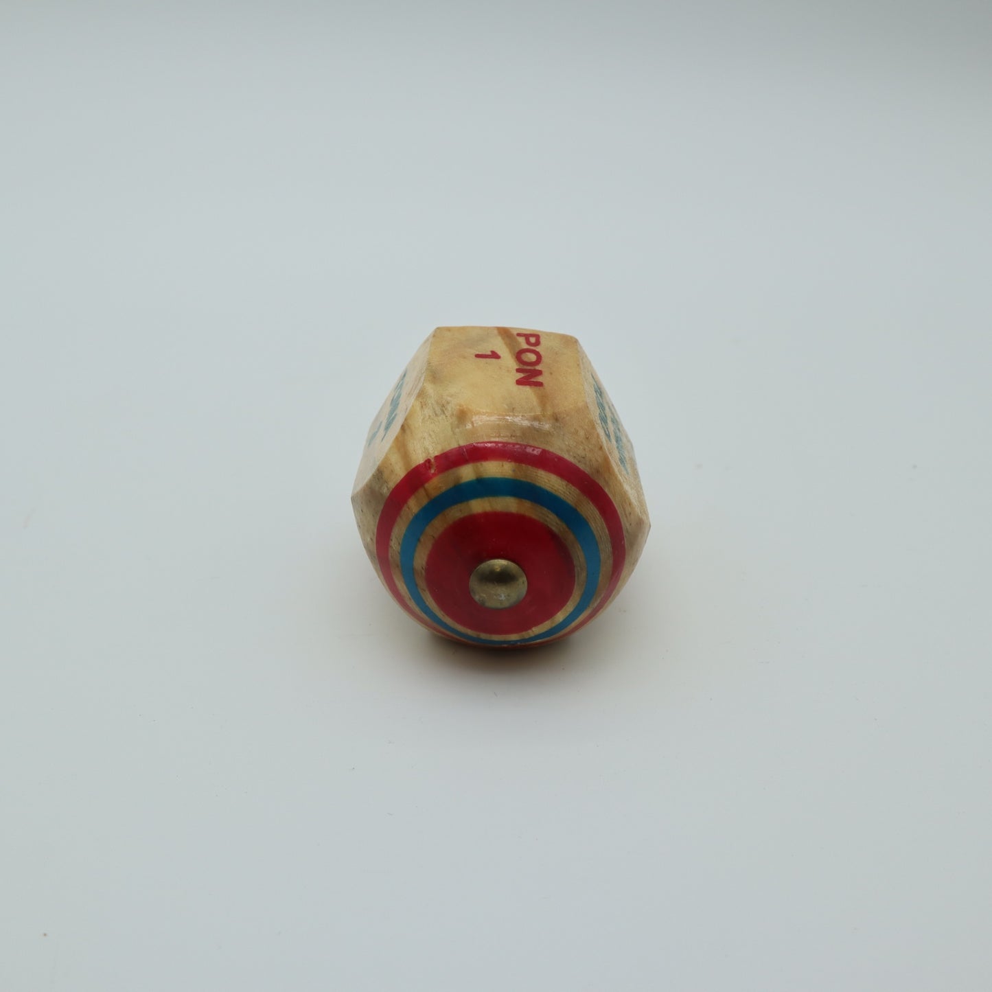 Vintage Wooden Toma Todo Pirinola Spinning Top Mexican Game Hand Painted Wood