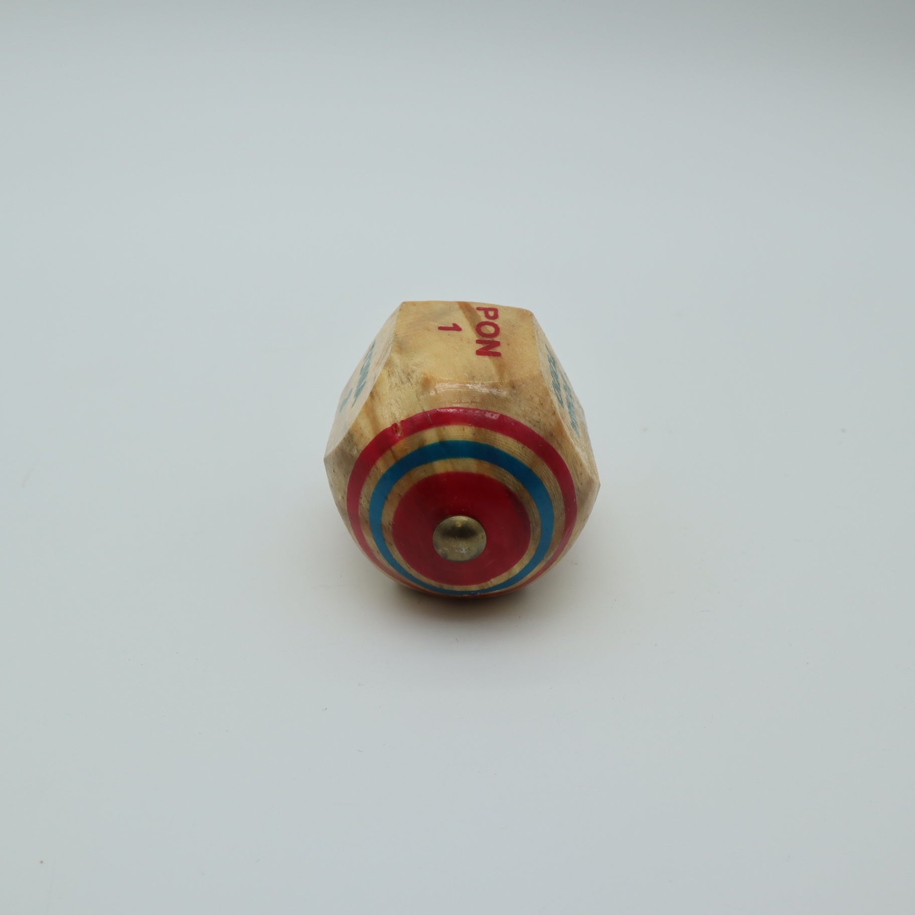 Vintage Wooden Toma Todo Pirinola Spinning Top Mexican Game Hand Painted Wood