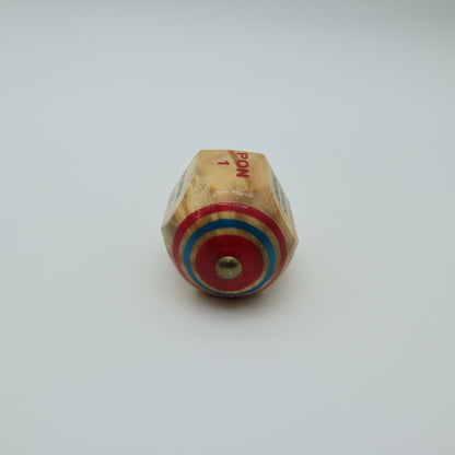 Vintage Wooden Toma Todo Pirinola Spinning Top Mexican Game Hand Painted Wood