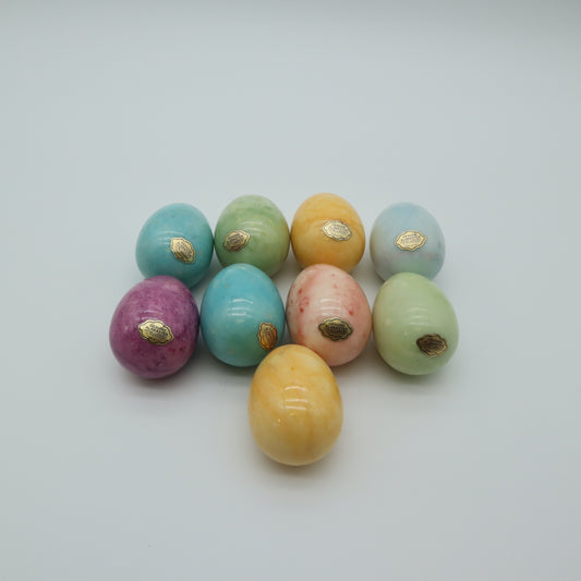 Vintage Ducceschi Italian Alabaster Stone Eggs Lot 9 Hand Carved Italy Easter
