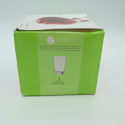 Libbey Classic 8 oz Clear Glass Tumblers Juice Water Glasses Set of 4 In Box