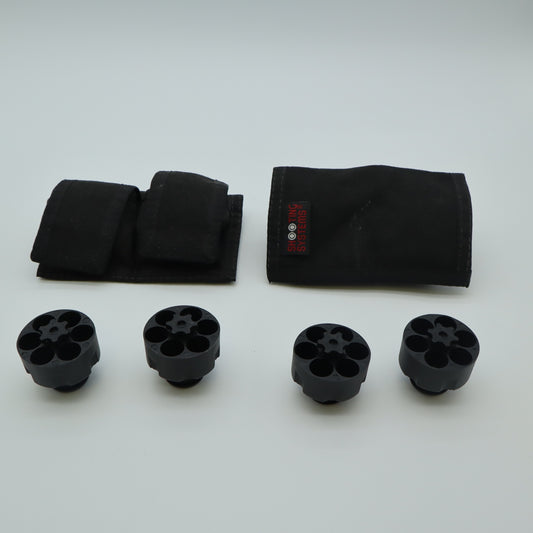 Safariland Revolver Speedloaders Lot of 4 with Shooting Systems Belt Pouches