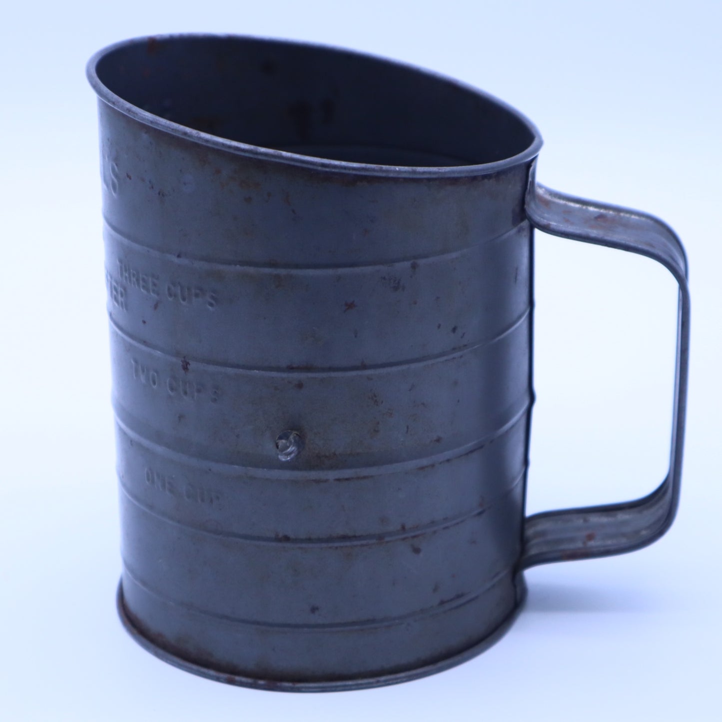 Vintage Bromwells Measuring Sifter 3 Cup Metal Flour Sifter Black Wood Knob USA