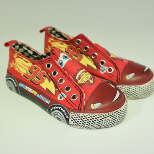 Disney Pixar Cars Lightning McQueen Toddler Canvas Shoes Red Slip On Sneakers 95