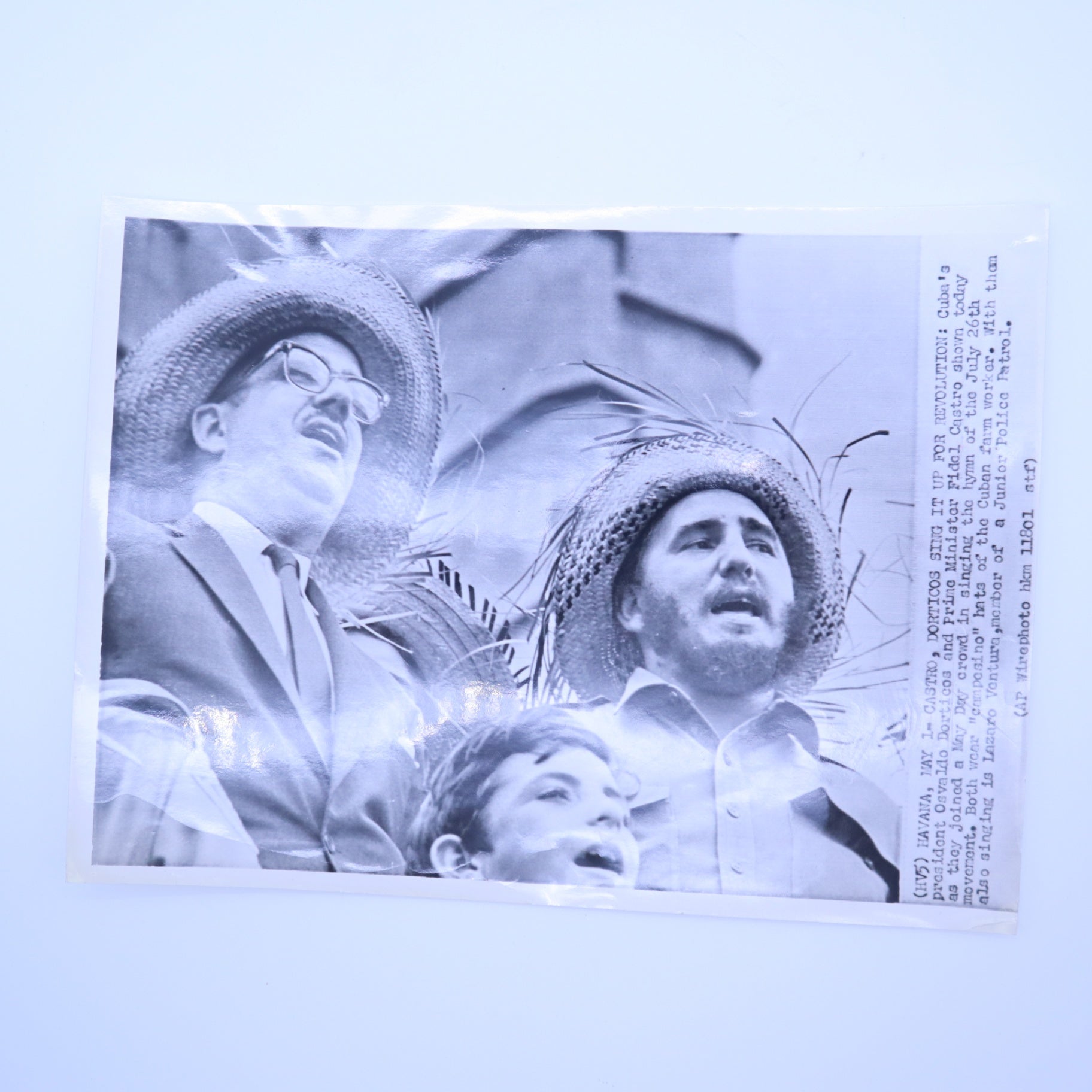 1961 AP Wirephoto Fidel Castro Osvaldo Dorticos May Day Cuba Revolution Press Photo