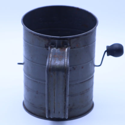 Vintage Bromwells Measuring Sifter 3 Cup Metal Flour Sifter Black Wood Knob USA