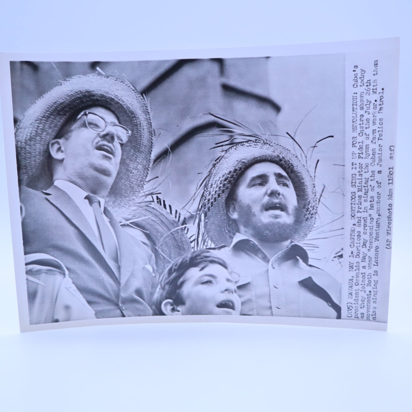 1961 AP Wirephoto Fidel Castro Osvaldo Dorticos May Day Cuba Revolution Press Photo