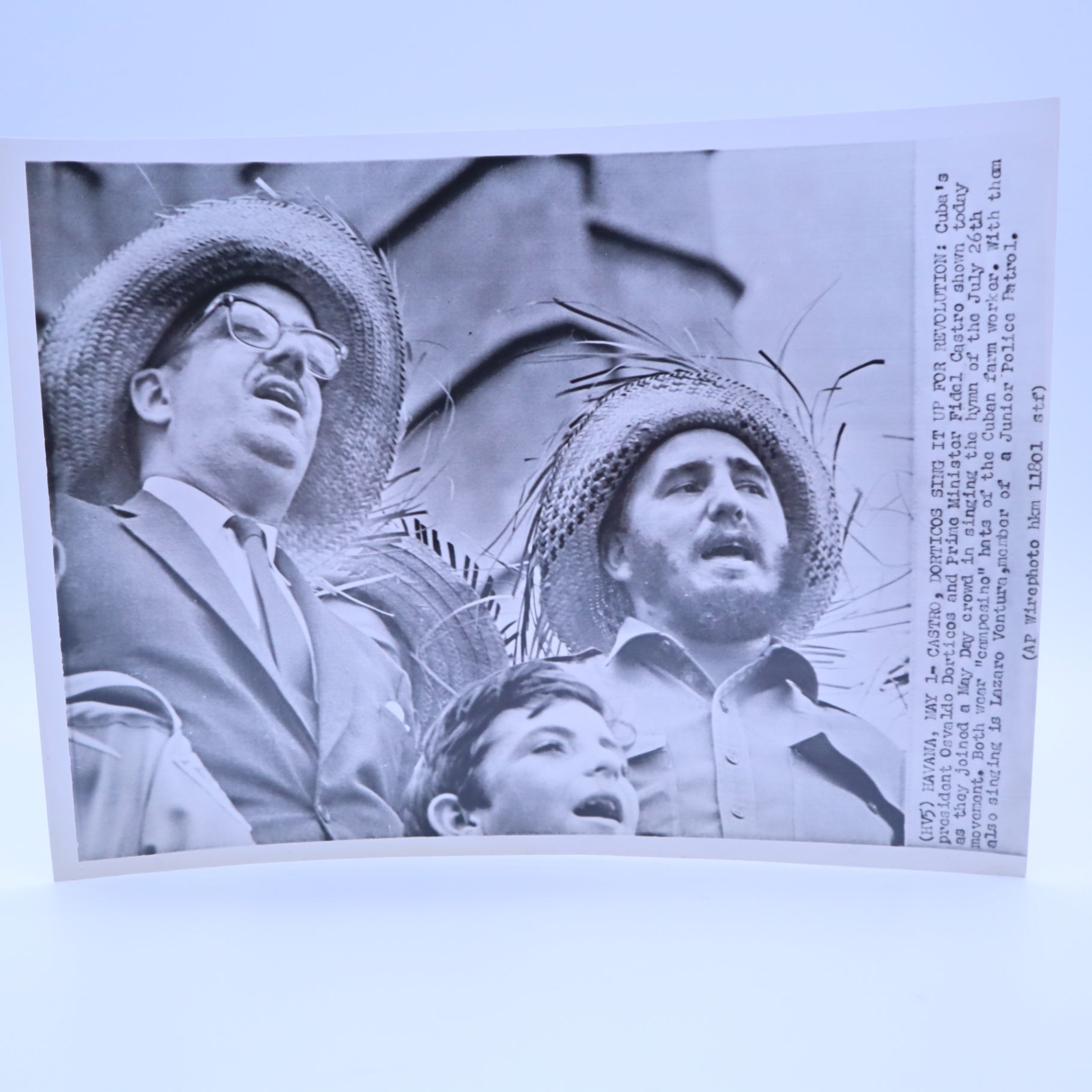 1961 AP Wirephoto Fidel Castro Osvaldo Dorticos May Day Cuba Revolution Press Photo