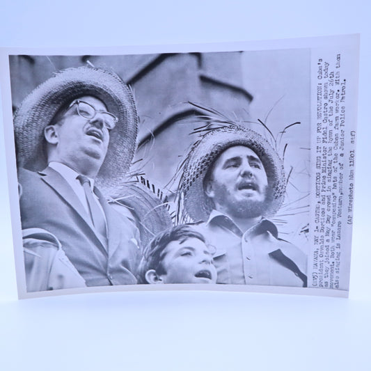 1961 AP Wirephoto Fidel Castro Osvaldo Dorticos May Day Cuba Revolution Press Photo