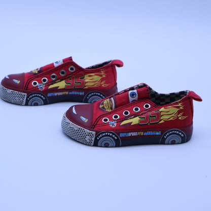 Disney Pixar Cars Lightning McQueen Toddler Canvas Shoes Red Slip On Sneakers 95