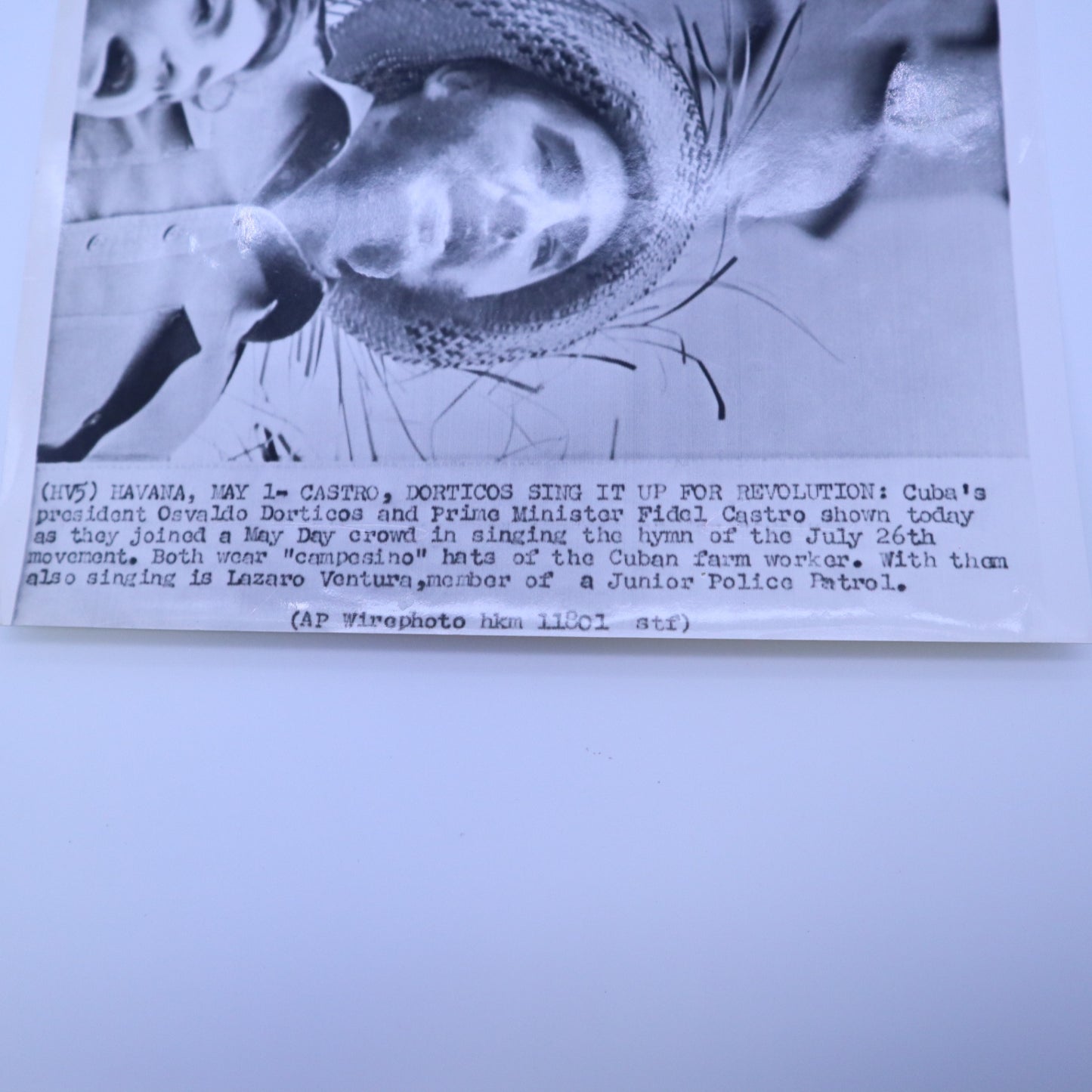 1961 AP Wirephoto Fidel Castro Osvaldo Dorticos May Day Cuba Revolution Press Photo