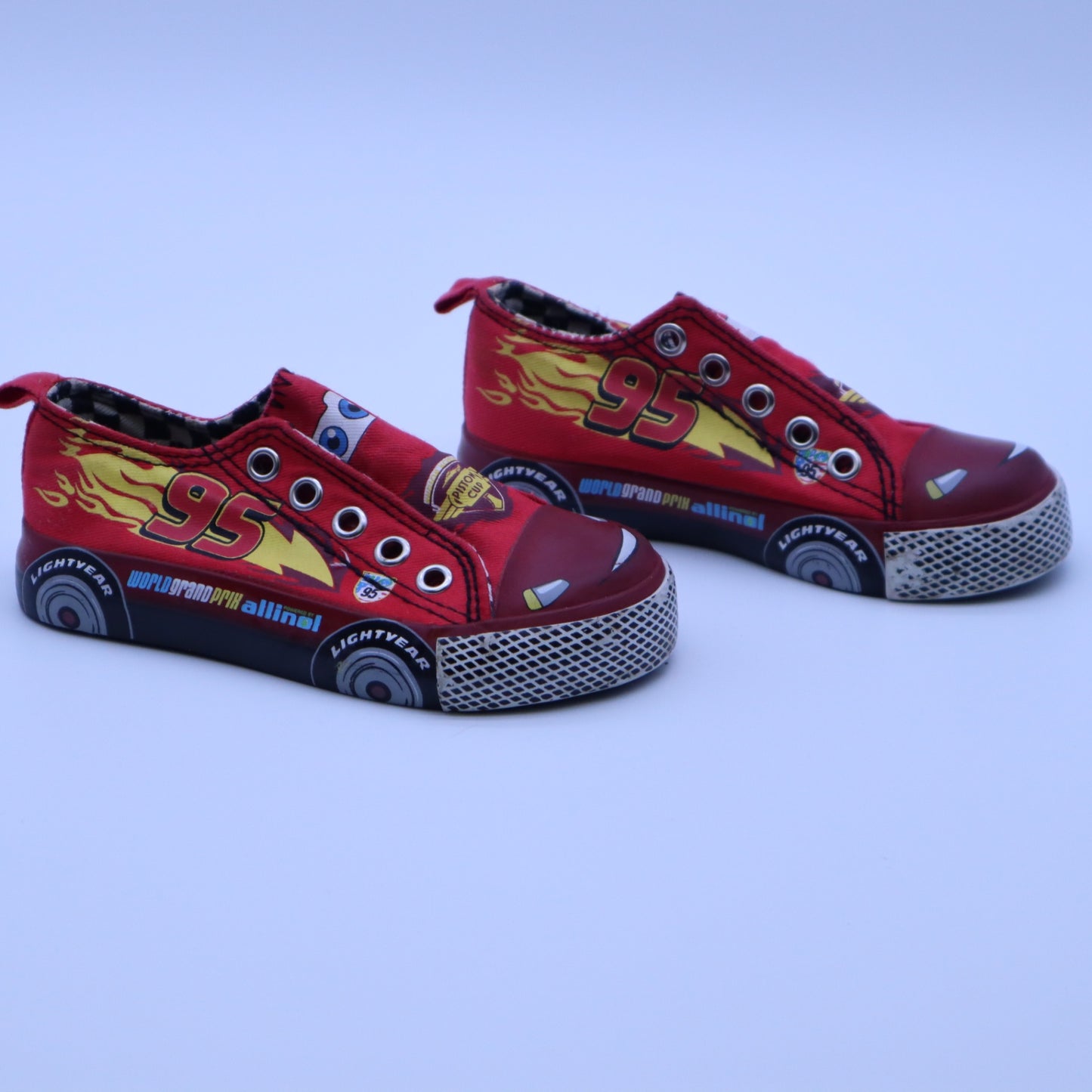 Disney Pixar Cars Lightning McQueen Toddler Canvas Shoes Red Slip On Sneakers 95