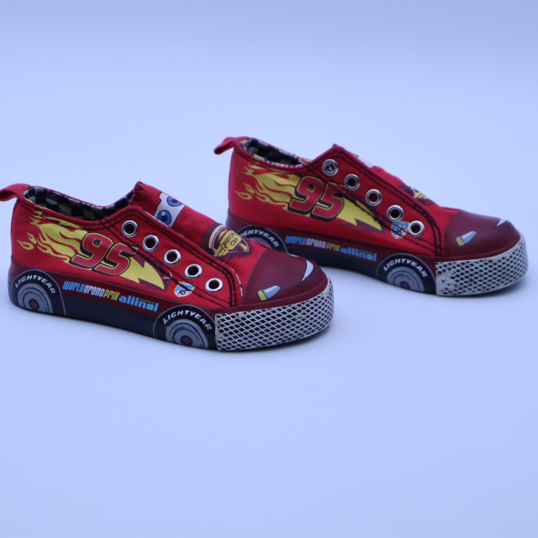 Disney Pixar Cars Lightning McQueen Toddler Canvas Shoes Red Slip On Sneakers 95