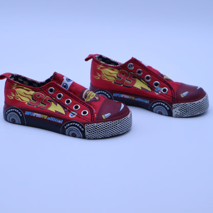 Disney Pixar Cars Lightning McQueen Toddler Canvas Shoes Red Slip On Sneakers 95