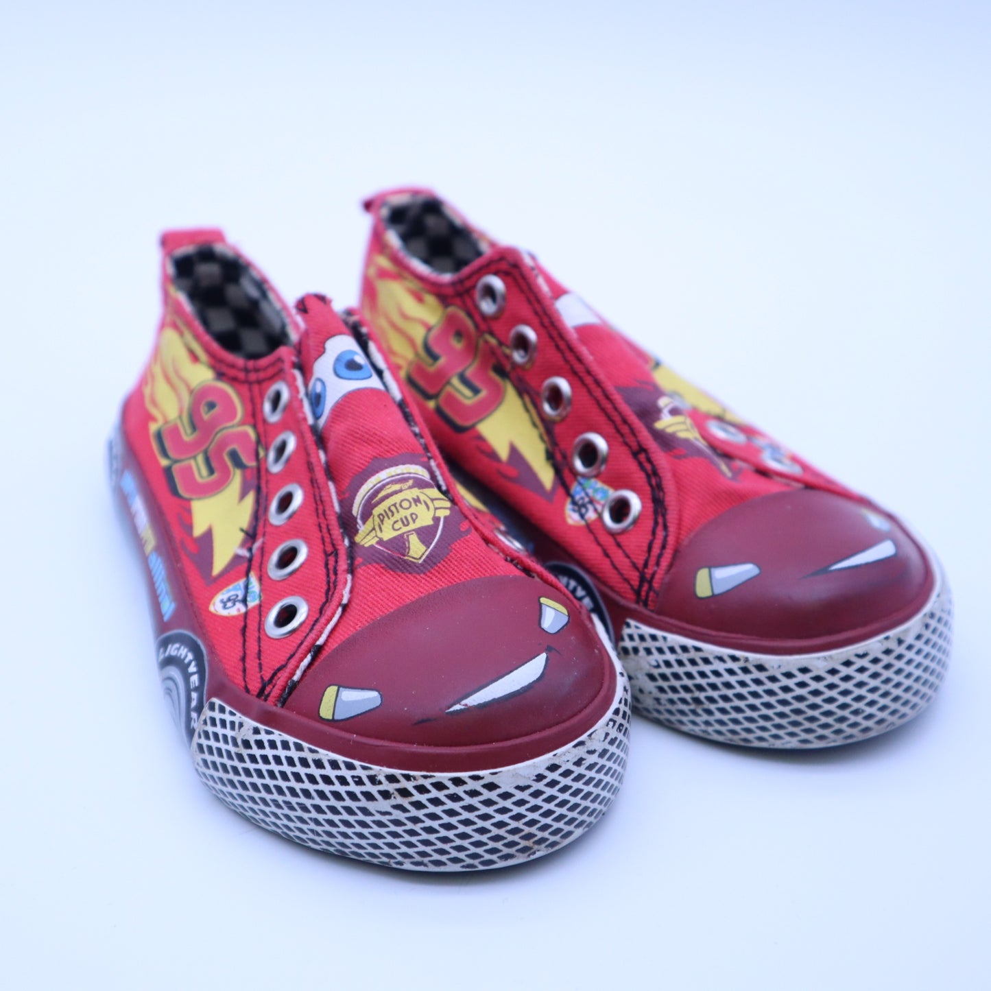 Disney Pixar Cars Lightning McQueen Toddler Canvas Shoes Red Slip On Sneakers 95