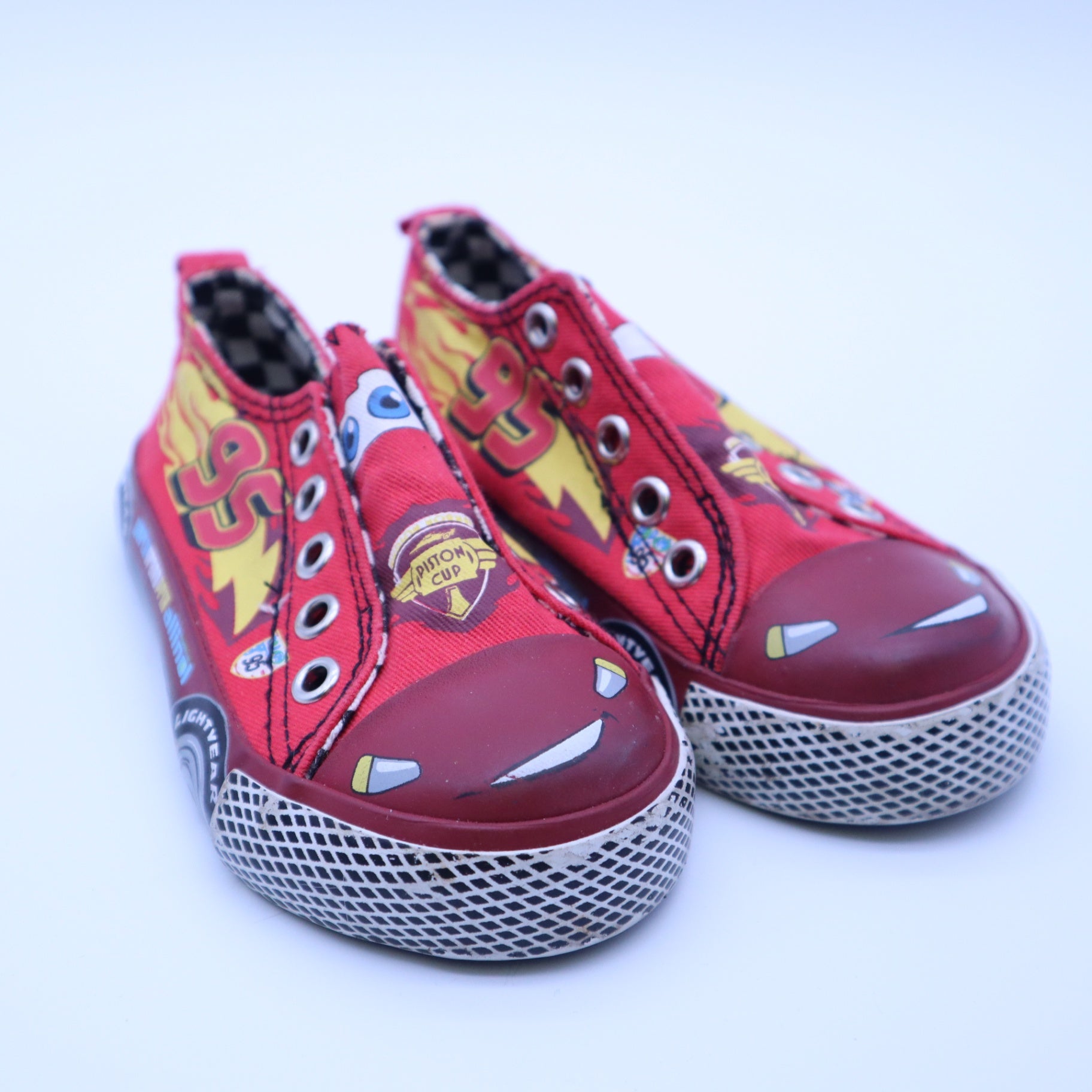Disney Pixar Cars Lightning McQueen Toddler Canvas Shoes Red Slip On Sneakers 95