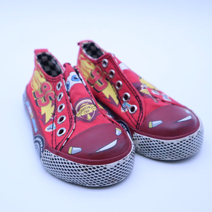 Disney Pixar Cars Lightning McQueen Toddler Canvas Shoes Red Slip On Sneakers 95