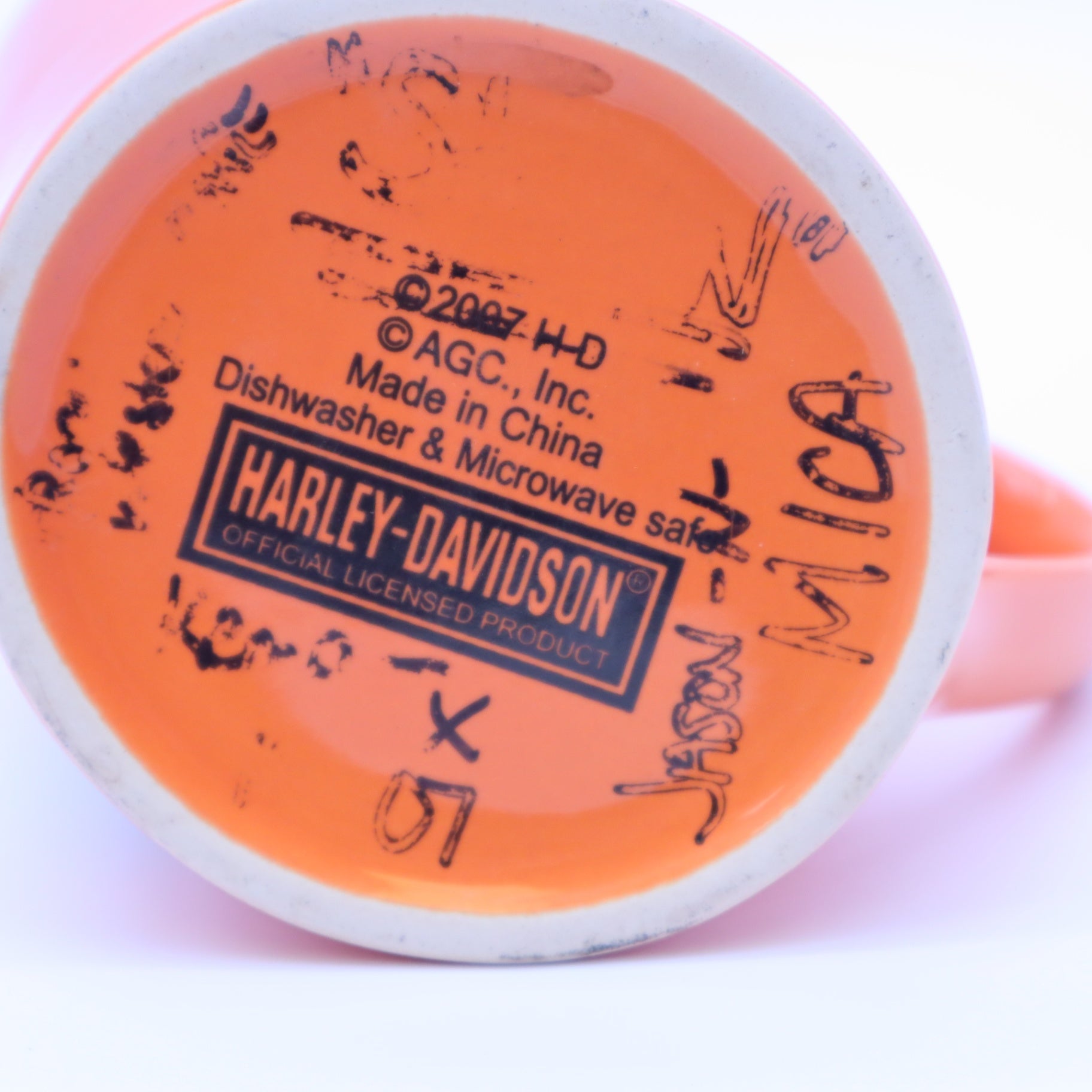 Harley Davidson Tilted Mug Orange Go Ahead Enjoy The Ride Bar Shield Coffee Cup
