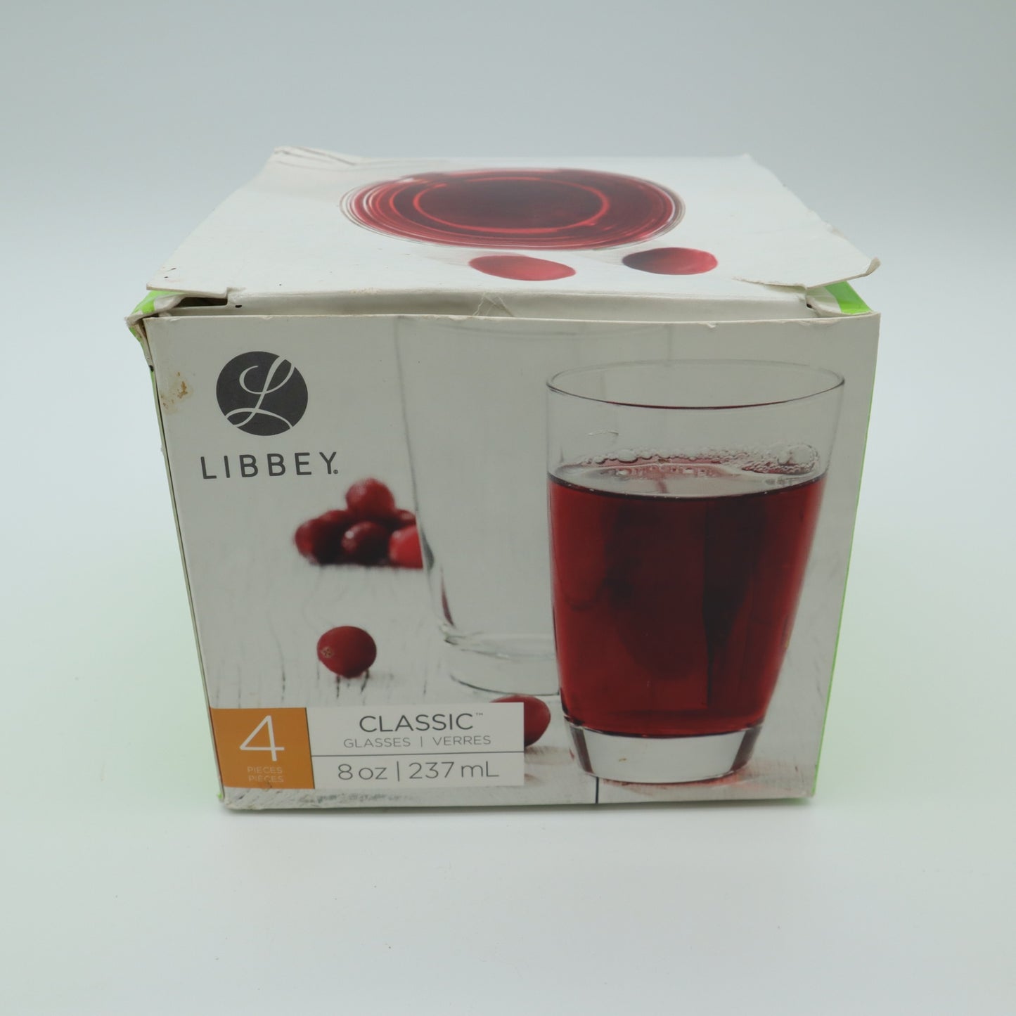Libbey Classic 8 oz Clear Glass Tumblers Juice Water Glasses Set of 4 In Box