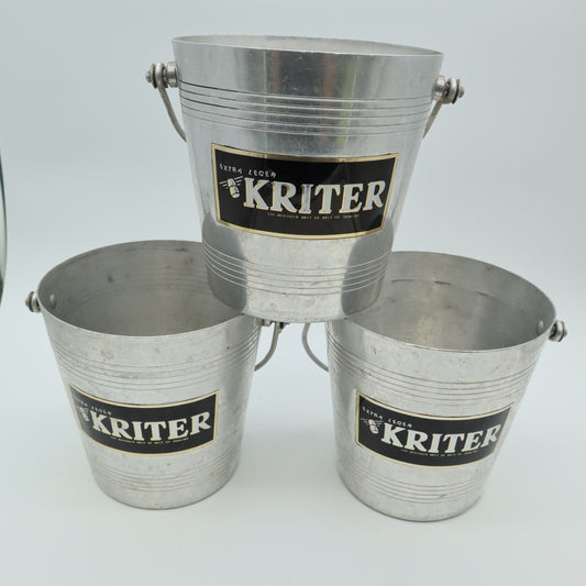 Set of 3 Vintage French Kriter Champagne Ice Buckets Aluminum Métaux Ouvrés Vesoul