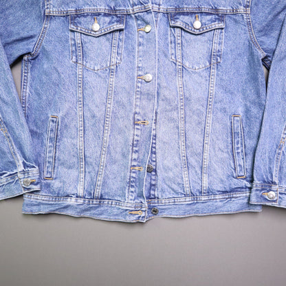 Old Navy Denim Jacket Medium M Medium Wash Boyfriend Trucker Jean Oversized Blue