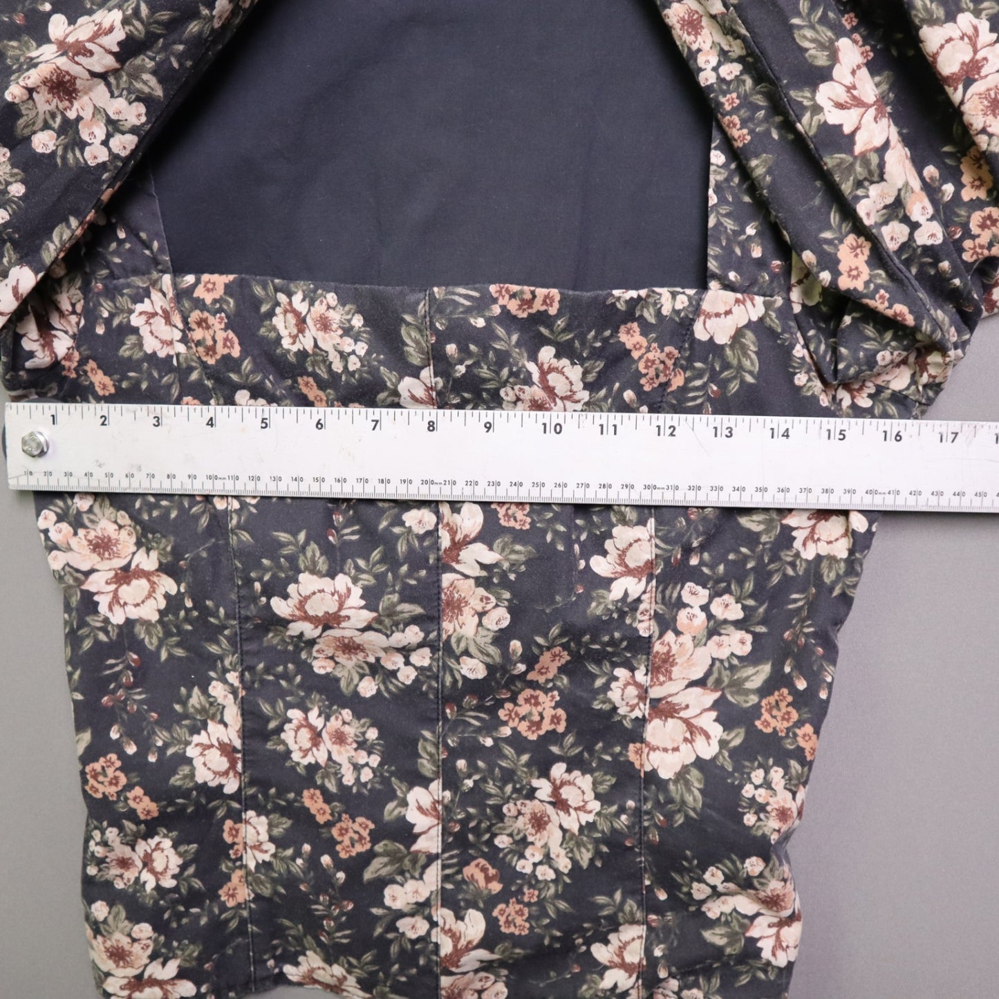 Abercrombie & Fitch Medium M Floral Square Neck Corset Blouse Puff Sleeve Smocked