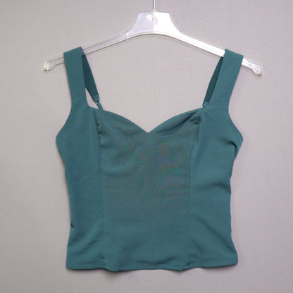 TopsAbercrombie & Fitch Medium M Dark Green Sweetheart Tank Top Smocked Bustier Camisole