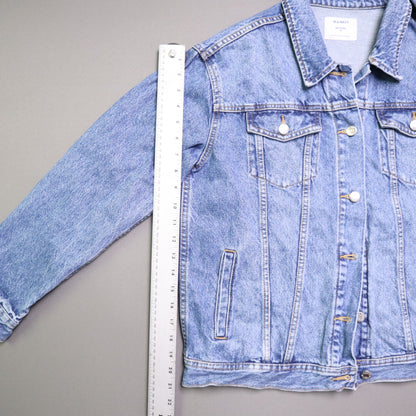 Old Navy Denim Jacket Medium M Medium Wash Boyfriend Trucker Jean Oversized Blue