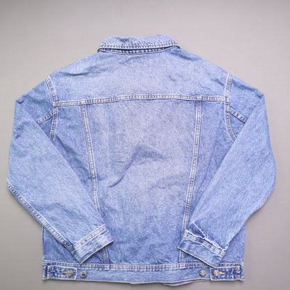 Old Navy Denim Jacket Medium M Medium Wash Boyfriend Trucker Jean Oversized Blue