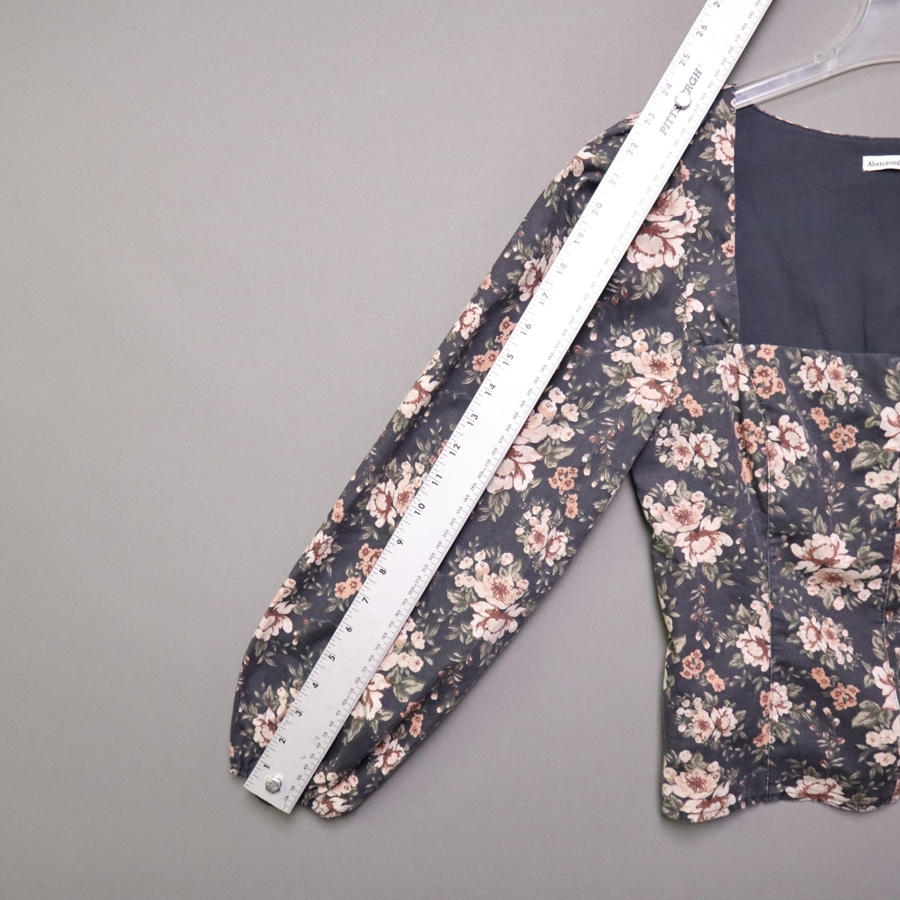 Abercrombie & Fitch Medium M Floral Square Neck Corset Blouse Puff Sleeve Smocked