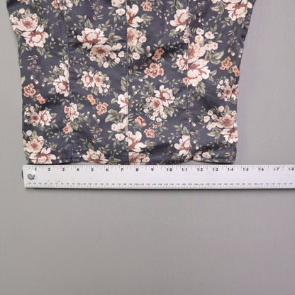 Abercrombie & Fitch Medium M Floral Square Neck Corset Blouse Puff Sleeve Smocked