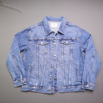 Old Navy Denim Jacket Medium M Medium Wash Boyfriend Trucker Jean Oversized Blue