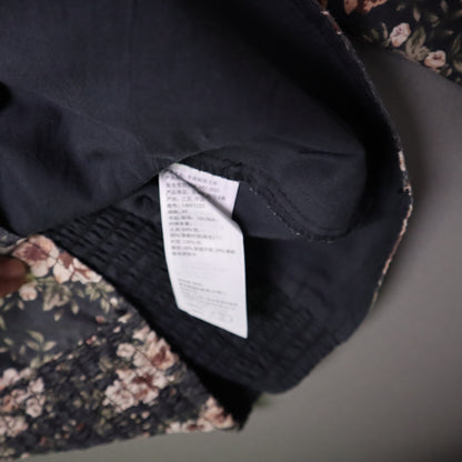 Abercrombie & Fitch Medium M Floral Square Neck Corset Blouse Puff Sleeve Smocked