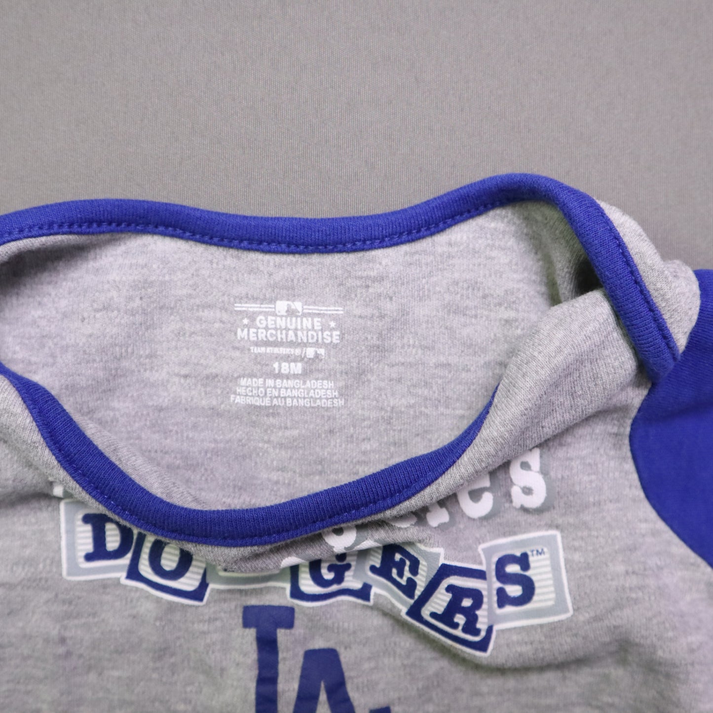 MLB Los Angeles Dodgers Baby Boys 18M Bodysuit 3 Pack Lot Royal Blue Grey White