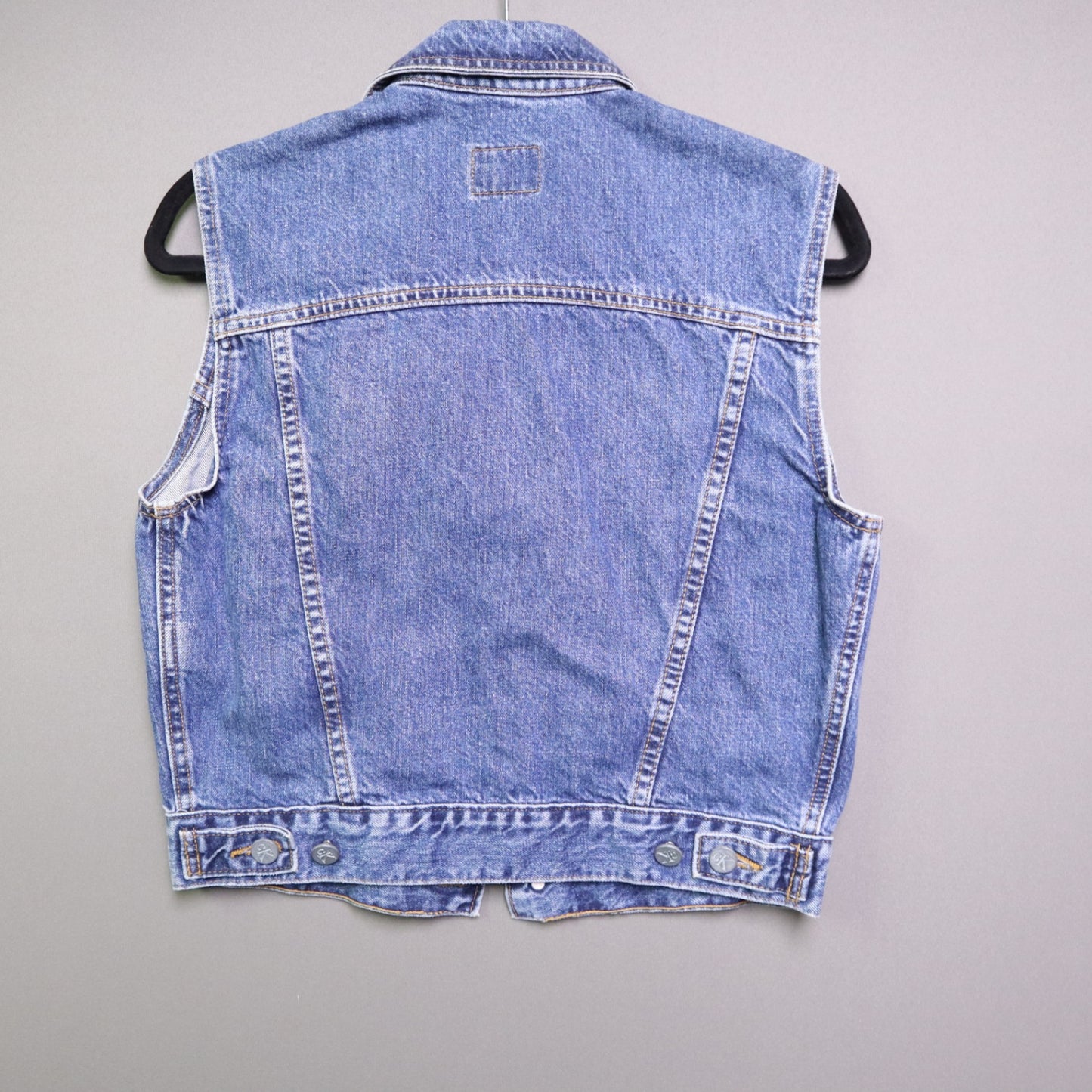 Vintage Calvin Klein Denim Vest Small S Made in USA Jean Sleeveless Trucker 90s