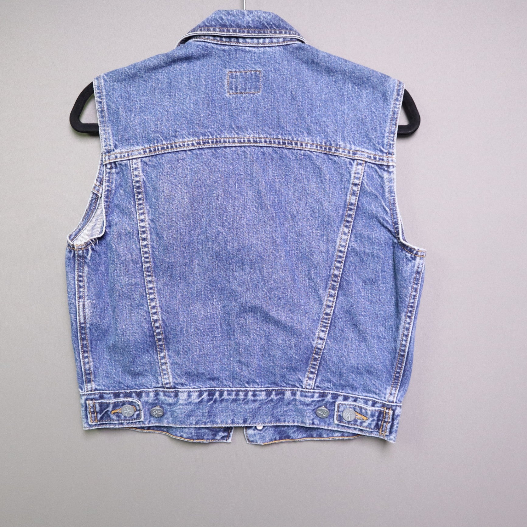 Vintage Calvin Klein Denim Vest Small S Made in USA Jean Sleeveless Trucker 90s