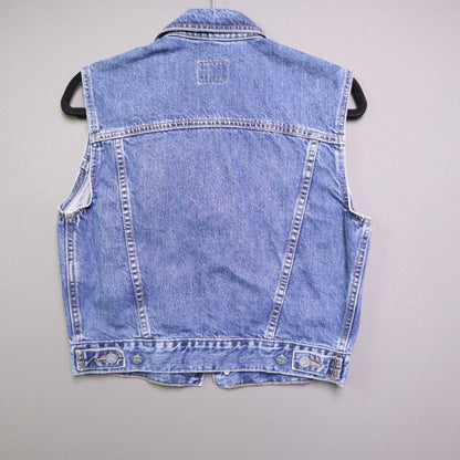 Vintage Calvin Klein Denim Vest Small S Made in USA Jean Sleeveless Trucker 90s